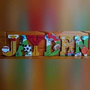 Sporty Finished Wooden Letters Bedroom Wall Hanging Decor for JAYDEN